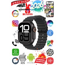Bunnys Apple iPhone 15 Pro Uyumlu Su Geçirmez Akıllı Saat Ultra 49MM Kordon Hediyeli 4gb Amoled Ekran