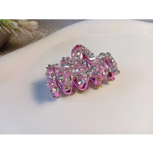 Euro Aksesuar Işıltılı Metalik Gövdeli Kristal Taşlı Lüks Mandal Toka - 4 cm