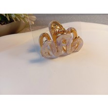 Euro Aksesuar Modern W-Line Sedefli Iridyum Kaplama Orta Boy Metal Mandal Toka - 5 cm