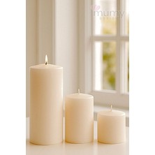Mumy Design Büyük Boy 3 Lü Set Vanilya Kokulu Dev Mum 10 Çap Boy 10-15-20 cm Büyük Min 72 Saat Yanar