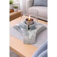 AkanArt Studio Mermer Desenli Masa Şöminesi - Cam Hazneli