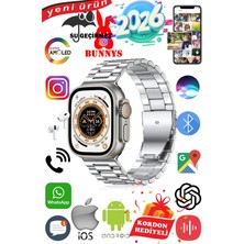 Bunnys Apple iPhone Xr Uyumlu Su Geçirmez Akıllı Saat Ultra 49MM Kordon Hediyeli 4gb Amoled Ekran