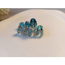 Euro Aksesuar Işıltılı Metalik Gövdeli Kristal Taşlı Lüks Mandal Toka - 4 cm