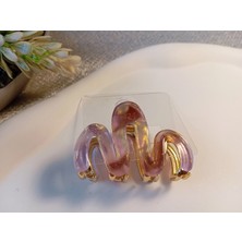 Euro Aksesuar Modern W-Line Sedefli Iridyum Kaplama Orta Boy Metal Mandal Toka - 5 cm