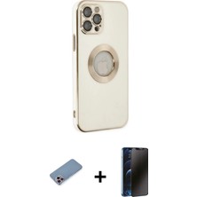 İlkyaz Fashion Ieg™ iPhone 12 Pro Max Kılıf Iz Form Serisi - Siyah 3D Antistatik Hayalet Cam Ekran Koruyucu +