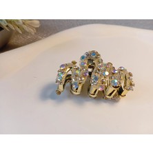 Euro Aksesuar Işıltılı Metalik Gövdeli Kristal Taşlı Lüks Mandal Toka - 4 cm