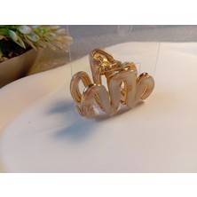 Euro Aksesuar Modern W-Line Sedefli Iridyum Kaplama Orta Boy Metal Mandal Toka - 5 cm