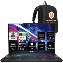MSI Msı Cyborg 17 Intel Core I7 13620H 24GB 512GB SSD RTX5070/8GB 17.3" Fhd 144Hz W11P Gaming Laptop & Per4 Çanta B13WGKG251XTRP412