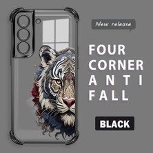 HONTINGA Samsung Galaxy S22 ile Uyumlu Şeffaf Kılıfı Düşüme Önleyici Basitlik Anti Düşme Kamera Korumali Kaplan Desen Yumuşak Silikon Telefon Kılıfı Kadın ve Erkek Için Uygundur K3-0191