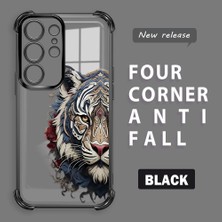 HONTINGA Samsung Galaxy S24 Ultra ile Uyumlu Şeffaf Kılıfı Düşüme Önleyici Basitlik Anti Düşme Kamera Korumali Kaplan Desen Yumuşak Silikon Telefon Kılıfı Kadın ve Erkek Için Uygundur K3-0191