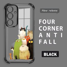 HONTINGA Samsung Galaxy S24 Plus ile Uyumlu Şeffaf Kılıfı Düşüme Önleyici Basitlik Anti Düşme Kamera Korumali Kedi Desen Yumuşak Silikon Telefon Kılıfı Kadın ve Erkek Için Uygundur K3-0187