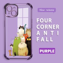 HONTINGA iPhone 15 Plus ile Uyumlu Şeffaf Kılıfı Düşüme Önleyici Basitlik Anti Düşme Kamera Korumali Kedi Desen Yumuşak Silikon Telefon Kılıfı Kadın ve Erkek Için Uygundur K3-0187