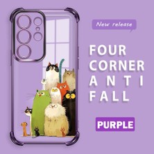 HONTINGA Samsung Galaxy S23 Ultra ile Uyumlu Şeffaf Kılıfı Düşüme Önleyici Basitlik Anti Düşme Kamera Korumali Kedi Desen Yumuşak Silikon Telefon Kılıfı Kadın ve Erkek Için Uygundur K3-0187