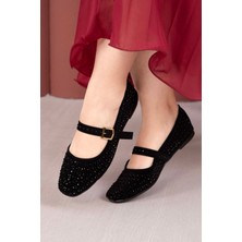 SRC Taş Detaylı Mary Jane Babet Ayakkabı Siyah