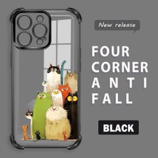 HONTINGA iPhone 15 Pro Max ile Uyumlu Şeffaf Kılıfı Düşüme Önleyici Basitlik Anti Düşme Kamera Korumali Kedi Desen Yumuşak Silikon Telefon Kılıfı Kadın ve Erkek Için Uygundur K3-0187