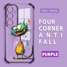 HONTINGA Samsung Galaxy S24 Plus ile Uyumlu Şeffaf Kılıfı Düşüme Önleyici Basitlik Anti Düşme Kamera Korumali Kedi Desen Yumuşak Silikon Telefon Kılıfı Kadın ve Erkek Için Uygundur K3-0189