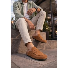 Zapatos JY0456 Rayn Bağcıksız Hakiki Süet Deri Erkek Günlük Mantar Taban Loafer Klasik Ayakkabı Hdmt - Taba