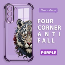 HONTINGA Samsung Galaxy S21 Fe 5g ile Uyumlu Şeffaf Kılıfı Düşüme Önleyici Basitlik Anti Düşme Kamera Korumali Kaplan Desen Yumuşak Silikon Telefon Kılıfı Kadın ve Erkek Için Uygundur K3-0191