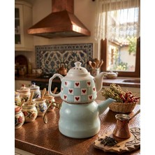 Alev Emaye Miss Betty Emaye Desenli Çaydanlık Porselen Demlikli Büyük Boy