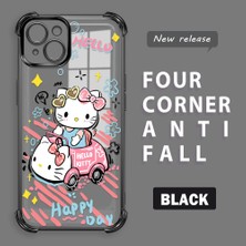 HONTINGA iPhone 14 Plus ile Uyumlu Şeffaf Kılıfı Düşüme Önleyici Basitlik Anti Düşme Kamera Korumali Hello Kitty Desen Yumuşak Silikon Telefon Kılıfı Kadın ve Erkek Için Uygundur K3-0193