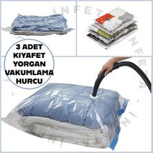 İnfeta 3'lü Set Vakumlu Hurç Yorgan Kıyafet Hurcu Valiz Baza Düzenleyici 2 Adet 55X90 ve 80X100