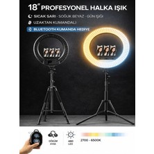 CAILON Döküm Ayaklı Profesyonel Kuaför Makyaj Çekimleri 18ınç 460 LED Kumandalı Ring Lıght