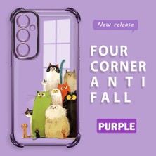 HONTINGA Samsung Galaxy A05S ile Uyumlu Şeffaf Kılıfı Düşüme Önleyici Basitlik Anti Düşme Kamera Korumali Kedi Desen Yumuşak Silikon Telefon Kılıfı Kadın ve Erkek Için Uygundur K3-0187