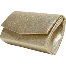 Kristal Gold Kadın Abiye El Çantası ve Zincir Omuz Askılı Omuz Çantası