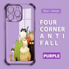 HONTINGA iPhone 15 Pro Max ile Uyumlu Şeffaf Kılıfı Düşüme Önleyici Basitlik Anti Düşme Kamera Korumali Kedi Desen Yumuşak Silikon Telefon Kılıfı Kadın ve Erkek Için Uygundur K3-0187