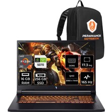 Acer Nitro V 17 Aı Ryzen 7 260 RTX 5070 8GB Gaming Laptop 16GB RAM 256GB SSD 17.3" QHD 165Hz FreeDOS + Per4 Çanta NHQZKEY001P306