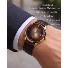 Kalemhane Cortebert Kristal Cam Erkek Kol Saati Deri Kordon