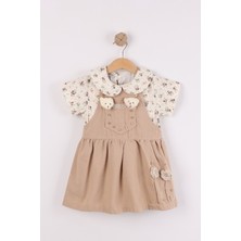 Joy Kids Kız Çocuk Müslin Gömlekli Ayıcık Aksesuarlı Slopet (3-6 Yaş) (Krem)
