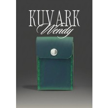 Kuvark Wendy Kutu Kartlık - Dikey Model - Hakiki Dana Derisi - Yeşil