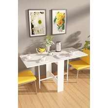 Dekorfim DF01101B Flamingo Pratik Katlanır Masa Mutfak ve Yemek Masası - Beyaz
