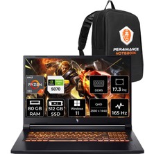 Acer Nitro V 17 Aı Ryzen 7 260 RTX 5070 8GB Gaming Laptop 80GB RAM 512GB SSD 17.3" QHD 165Hz Win11 Home + Per4 Çanta NHQZKEY001P387