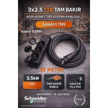 ARYES 3lü Sanayi Tipi Uzatma Kablosu 20 Metre 3x2.5 Ttr Tam Bakır Öznur Kablo 3.5kw