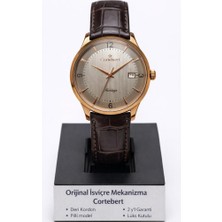 Kalemhane Cortebert Kristal Bombeli Cam Erkek Kol Saati Deri Kordon