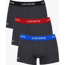 Lacoste Motion Microfiber Erkek 3lü Logolu Boxer Antrasit