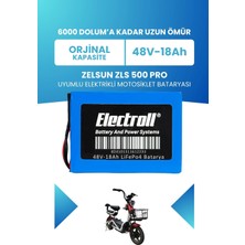 Electroll Zelsun Zls 500 Pro Batarya (Standart Kapasite) Lifepo4 48V 18AH Elektrikli Motorsiklet Bataryası