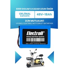 Electroll Zlin Mutluluk1 Batarya (Standart Kapasite) Lifepo4 48V 18AH Elektrikli Motorsiklet Bataryası