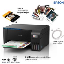 Epson Renkli Tanklı Yazıcı Baskı Tarama Fotokopi Wi-Fi Wi-Fi Direct USB Bağlantılı Mürekkep Püskürtmeli Çok Fonksiyonlu Ev ve Ofis Tipi Ekonomik Yazıcı
