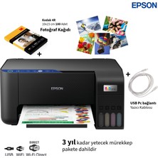 Epson Çok Fonksiyonlu Renkli Tanklı Wi-Fi Yazıcı USB Bağlantı Destekli Baskı Tarama Kopyalama Özellikli Enerji Tasarruflu Heat-Free Teknolojili Yazıcı