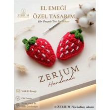 Zerium Çocuk ve Kadın Örgü Çıt Çıt Toka El Emeği Meyve Serisi Çilek