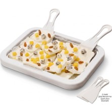 Evefix Ev Tipi Sütlü Meyveli Dondurma Yapma Tepsisi Tavası Spatulalı  Ev Tipi Bowl Aparatı Buz