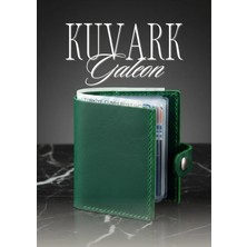 Kuvark Galeon Çok Bölmeli Şeffaf Gözlü Deri Erkek Cüzdan - Kartvizitlik | Yeşil