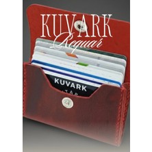 Kuvark Requar Kutu Kartlık | Yatay Model | Hakiki Dana Derisi | Kırmızı
