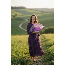 Yelpaze Dünyası Şık Tasarımlı Serinletici Yelpaze 42 cm Açık 23 cm Kapalı Renkli Anı Kartı