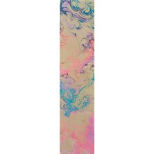 ElifEbru Exclusive Handicrafts Ebru Sanatı El Yapımı Bej Pembe Turkuaz Krep Ipek Kadın Fular Mf 156