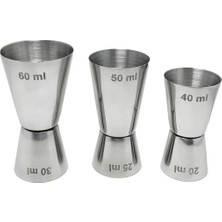 PremiumPort Çelik Kokteyl Bardak Seti 3'lü, 20/40/60 ml Jigger ile Şık Tasarım