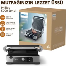 Philips 5000 Serisi Izgara ve Tost Makinesi - Ayarlanabilir Sıcaklık, Geniş Izgara Yüzeyi ve Yüksek Güç Performansı, Çıkarılabilir Yapışmaz Plakalar ve Yağ Tepsisi